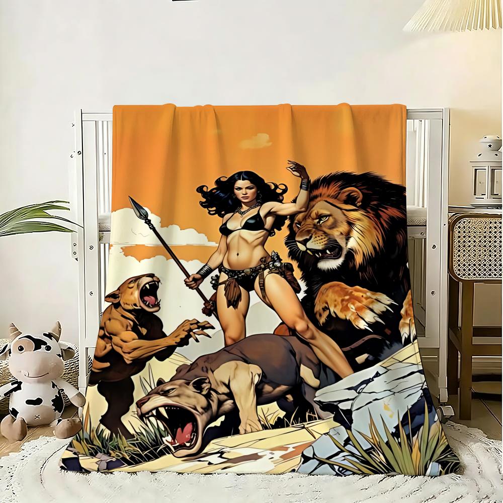 Cool Frank Frazetta Art Throw 240G Flannel Blanket Lightweight Soft Skin-Friendly Summer Thin Throw Blanket