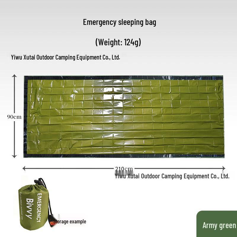 Outdoor Emergency PE Aluminum Film Sleeping Bag - Cold Relief, Warmth, Rain Protection, and Tent Storage