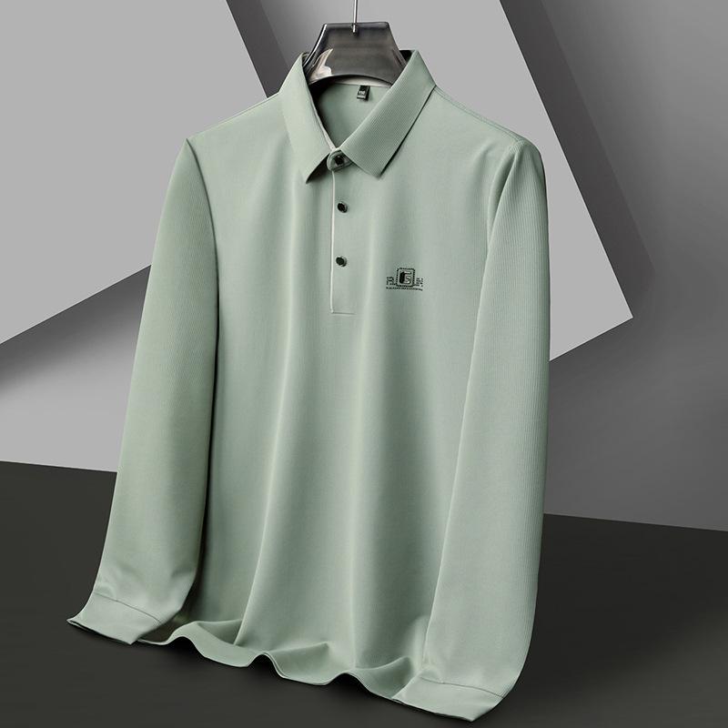 

Весна и осень, новая мужская футболка с длинным рукавом для среднего и молодого возраста, не требующая глажки, с длинным рукавом и защитой от морщин M