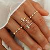 Stylish And Personalized Simple Diamond-Set Pearl Ring Gold, Silver, Rose Gold Mixed Color 5-Piece Set