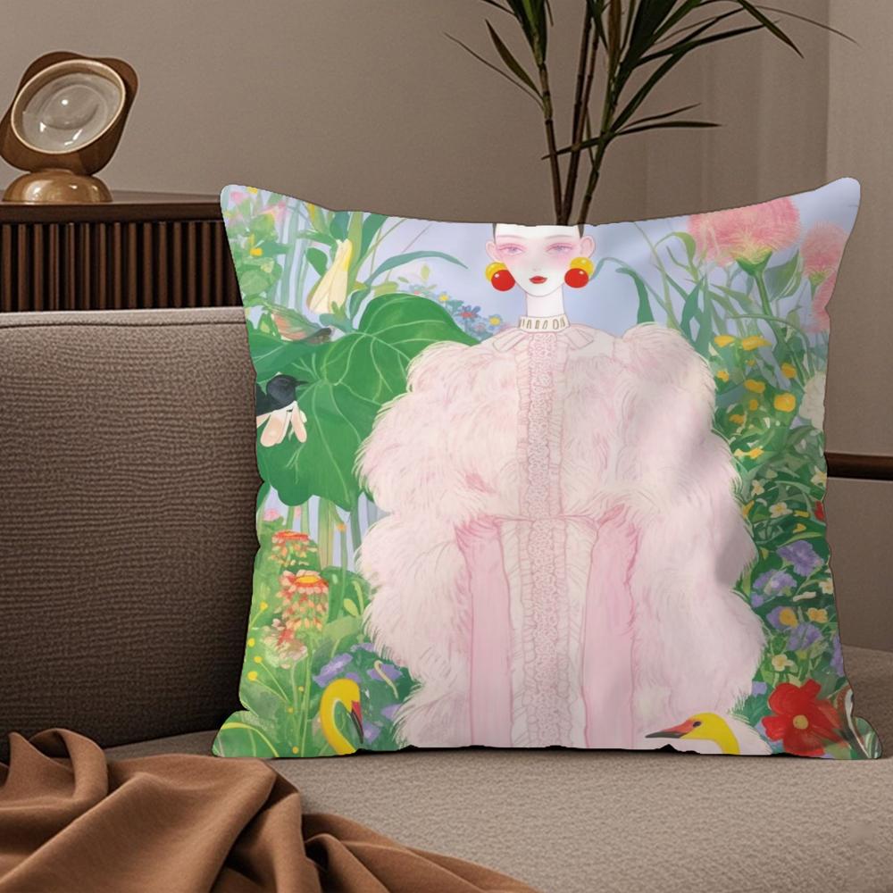 1PC Fashion Illustration Cushion Cover Plush Fabric Soft DoubleSided Printed Sofa Warm Winter Home Child Gift Pillow Case
