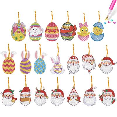 10pcs Hanging Ornament Special-shaped Drill DIY Cartoon Pendant Single Side Christmas Decor Art Crafts Women Bag Decoration Gift