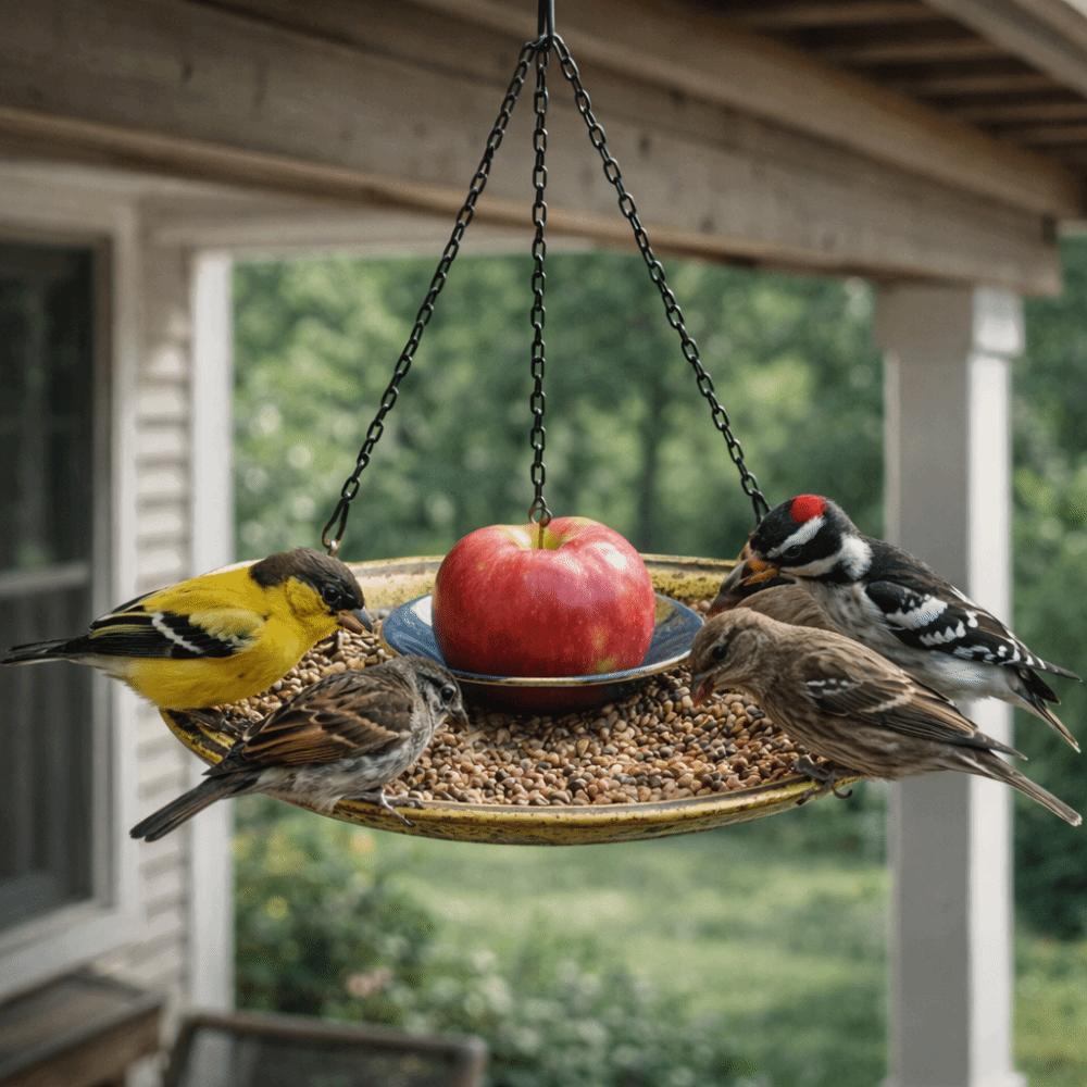 Vintage Design Hanging Bird Feeder Decorative Bird Bathtub Durable Bird Food Container  Courtyard