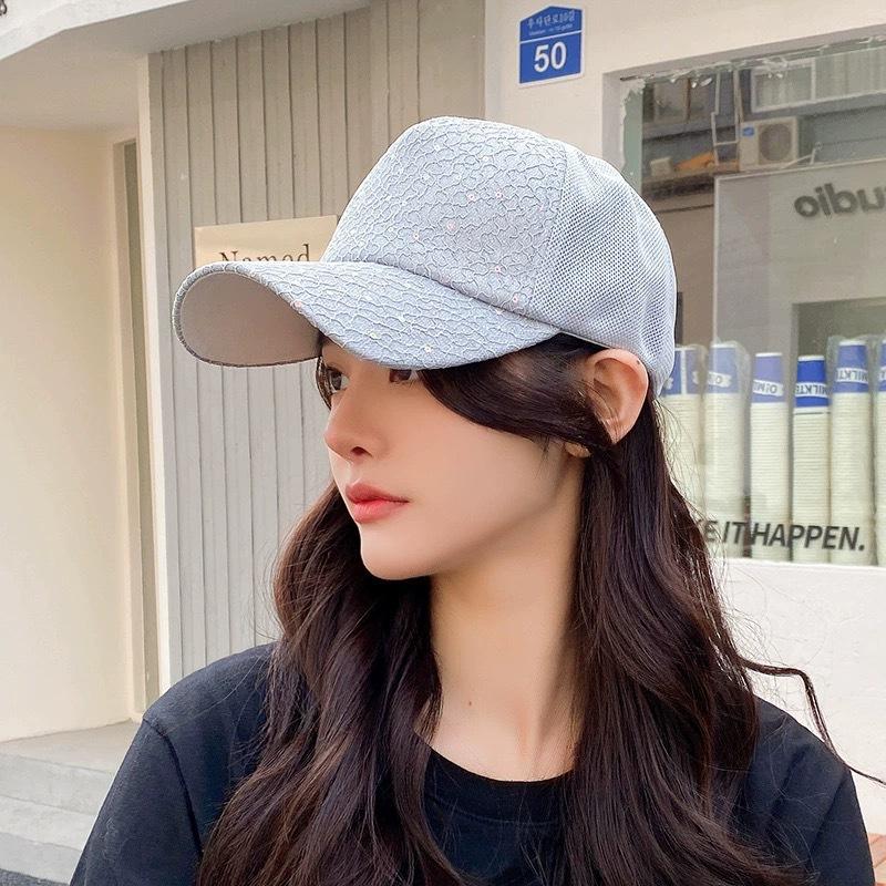 Sequins Solid Color Baseball Cap Ladies Mesh Shade Outdoor Leisure Travel Fashion Network Hat