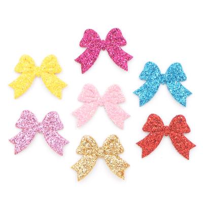 100Pcs Mixed Glitter Leather Fabric Appliques Bow-tie Patches for Crafts Clothes Decoration DIY Hair Bow Accessories