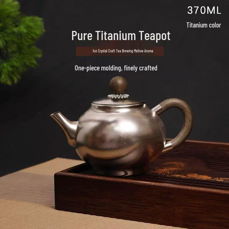 Classic Kung Fu Pure Titanium Teapot with Handle - Portable Set in Gift Box 370ml