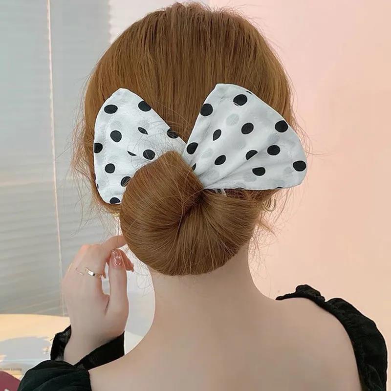 Solid Color Polka Dot Twist Hair Clip for Women Elegant Hairband Lazy Fashion Hair Curler Hair Accessories