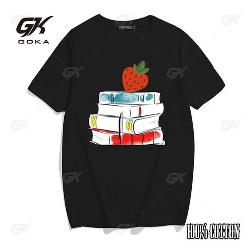 Coffee Books Brown Books American Retro Cotton T Shirt Woman Round Neck Half Sleeve T-shirts Printed Tops Woman Oversized Tees