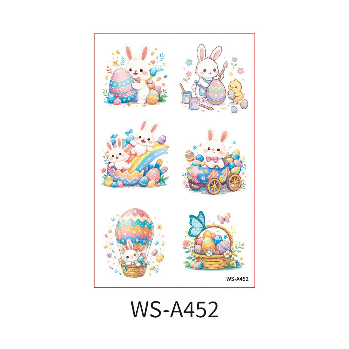 Трансграничная Новая Пасхальная Веселая Тату Вечеринка Активность Милый Мультяшный Кролик Рука Лицо Яйцо Наклейки 76x120mm