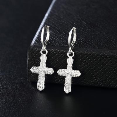Edle Hochwertige 925 Sterling Silber Kreuz Ohrringe Für Frauen Party Luxus Schmuck Urlaub Geschenk Hochzeit