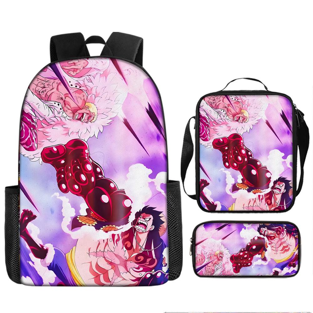 Animation ONE PIECE schoolbag three-piece play peripheral backpack large capacity middle school student outdoor campus computer bag