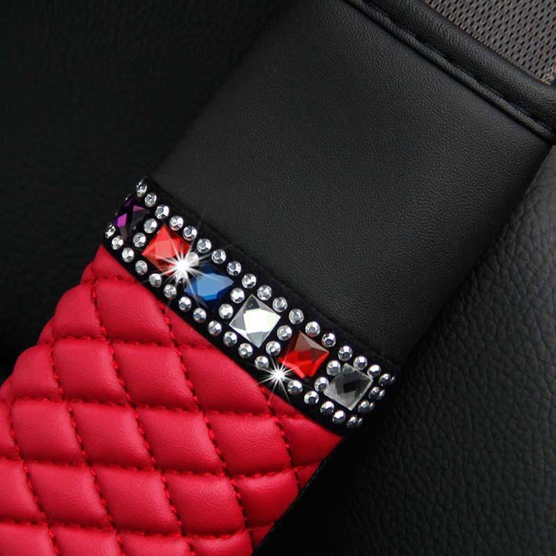 Rhinestone Leather Breathable Car Seat Belt Shoulder Pad Protective