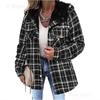 Fall Winter Women's Plaid Casual Versatile Jacket Long Sleeve Hooded Coat with Pockets