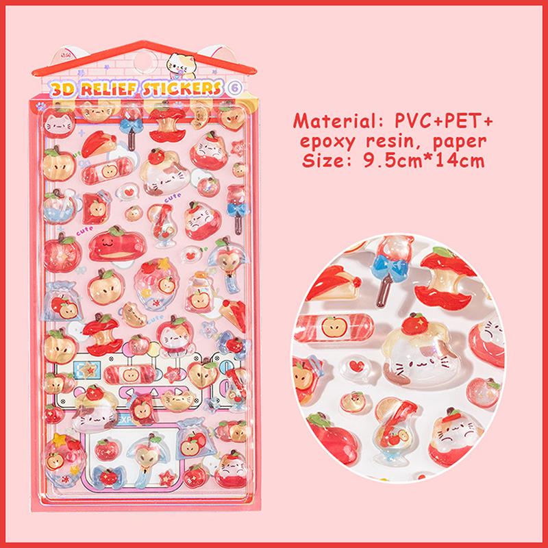 

1/4Pcs Cute 3D Embossed Stickers Material Perfect For Handmade Diy Scrapbooking Journaling Supplies Phone Case Decor