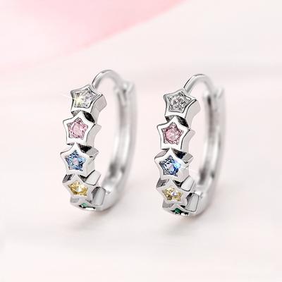 Sweet Colored Zircon Earrings, Fashionable And Exquisite Star Design Earrings, Douyin Explosion