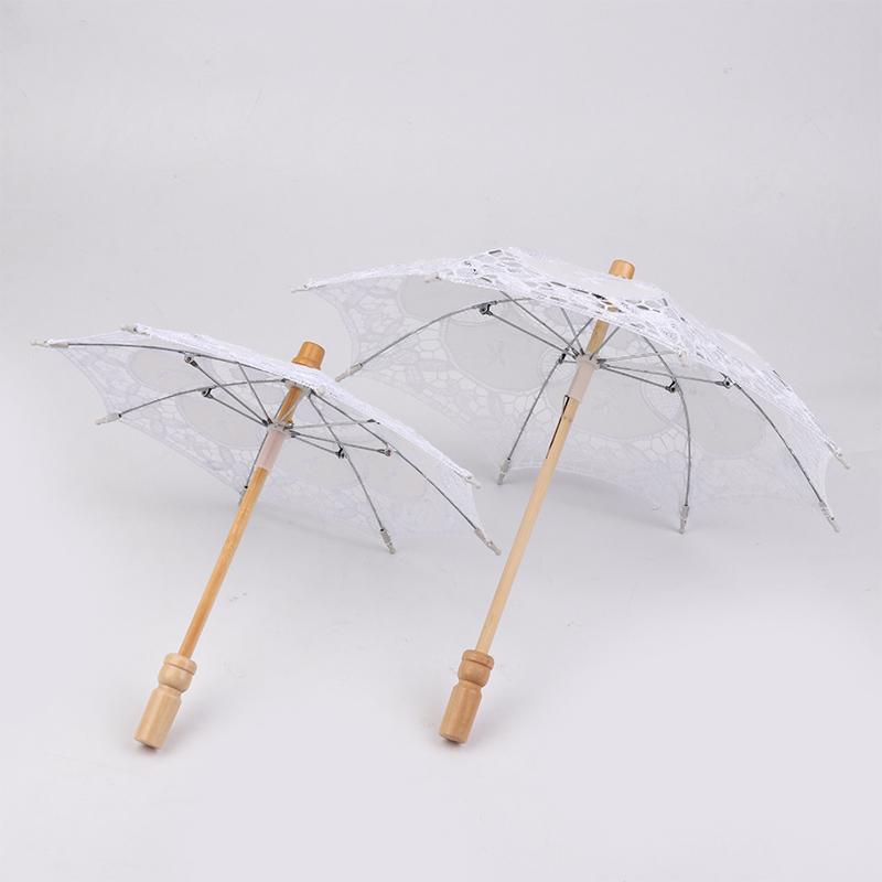 Vintage White 15/19/30/38Cm Lace Parasol Umbrella Embroidery Cotton Lace Flower Girl Umbrella Kids Sun Umbrella Photo Prop