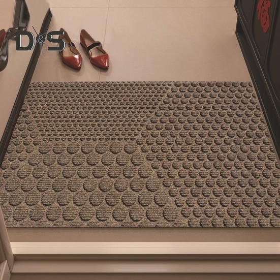 Door Mat Removes Dirt Recycled Anti-Slip Base Cuttable Geometric Pattern Indoor/Outdoor Use Entrance Rug for Kitchen Garage