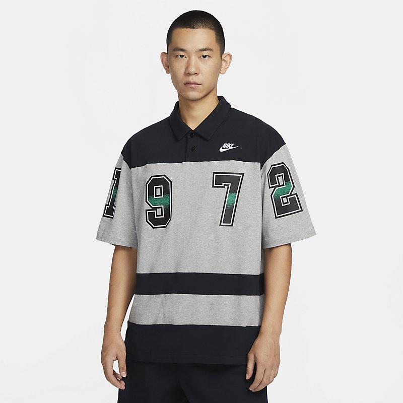 Nike Sportswear Polo Collar Short Sleeve Top Black Grey FQ9582-063