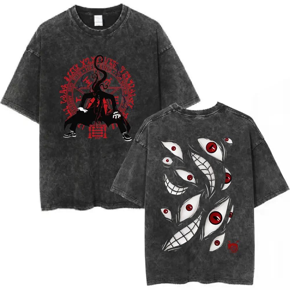 Magliette Lavate Anime Fullmetal Alchemist Edward Elric Alphonse Elric T-Shirt Uomo Donna Moda Casual Magliette Oversize Top