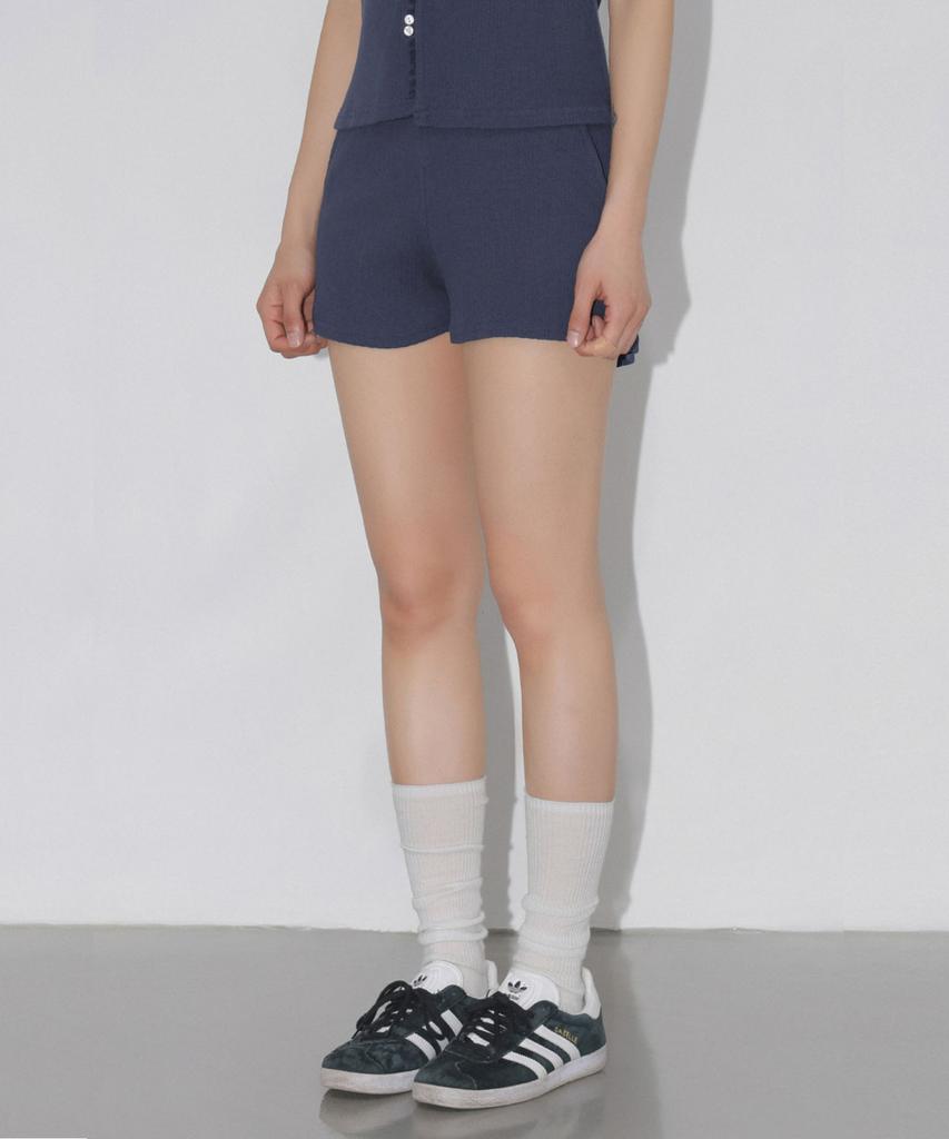 CHICKS Ribbed Micro Shorts Navy