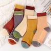 5 Pairs, Women's, Spliced Socks, Ribbed Midsole, Breathable Socks, Sweat Absorbing Socks, High Elasticity, Striped Socks, Sports Long Socks