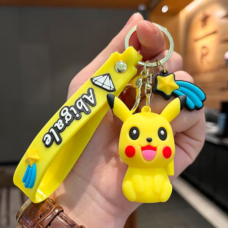6cm Pokemon Anime Figure Eevee Pikachu Vaporeon Umbreon Glaceon PVC Figure Keychain Bag Keyring Children's Toys Birthday