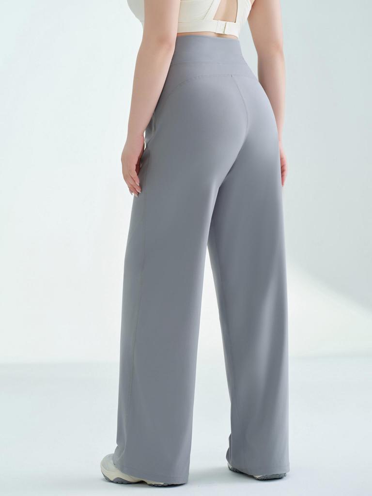 Women's Fleece-Lined Wide-Leg Sports Pants: Loose Fit, Plus Size (up to 220 Jin), Perfect for Running, Yoga, and Fitness.