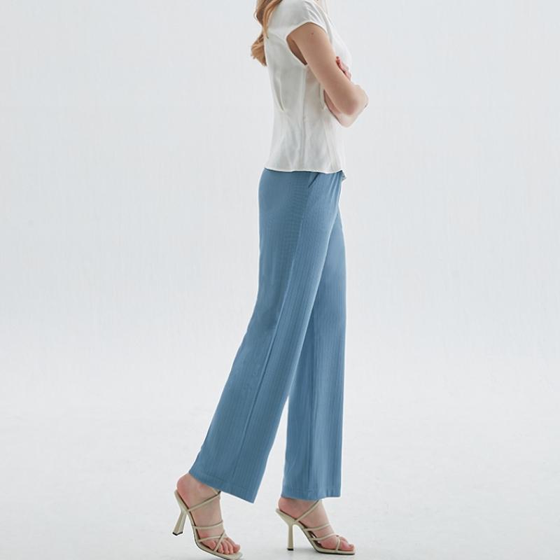 Baiyu Women Cool Pleats Easy Pants Pwgs Set