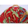 Damen Baumwolle Hippie Sommer Rot Nachtwäsche Pfauenmuster Lang Maxi Kaftan Kleid CKFTN-SCRN-FULL-BUYIT-116