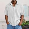 Men's Casual Short-Sleeve Shirt - Collared Button-Down Solid Color, Breathable & Versatile Stylish Top