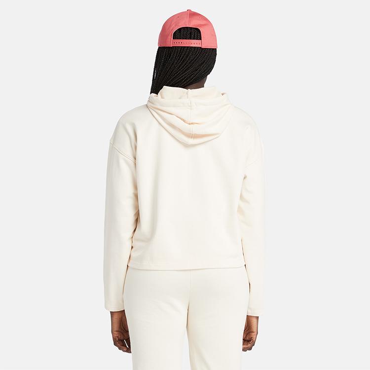 Timberland Casual Fleece Loose Hooded Sweatshirt Women Tops Smoke-White A6AZ2-V04
