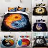 Yin Yang Königin König Bettbezug Mandala Böhmisches Bettwäsche-Set Retro Lotus Tai Chi Bagua Bettdeckenbezug Chinoiserie Steppdeckenbezug