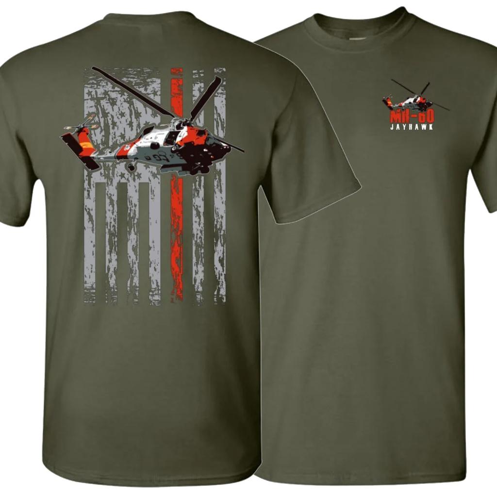 Creative Design American Flag Coast Guard MH60 Helicopter TShirt Summer Cotton Short Sleeve ONeck Mens T Shirt New S3XL