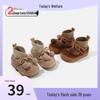 2025 Winter Toddler Girl Plush Cotton Bowknot Shoes: Soft Sole, Velvet Fur, Cute Korean Style
