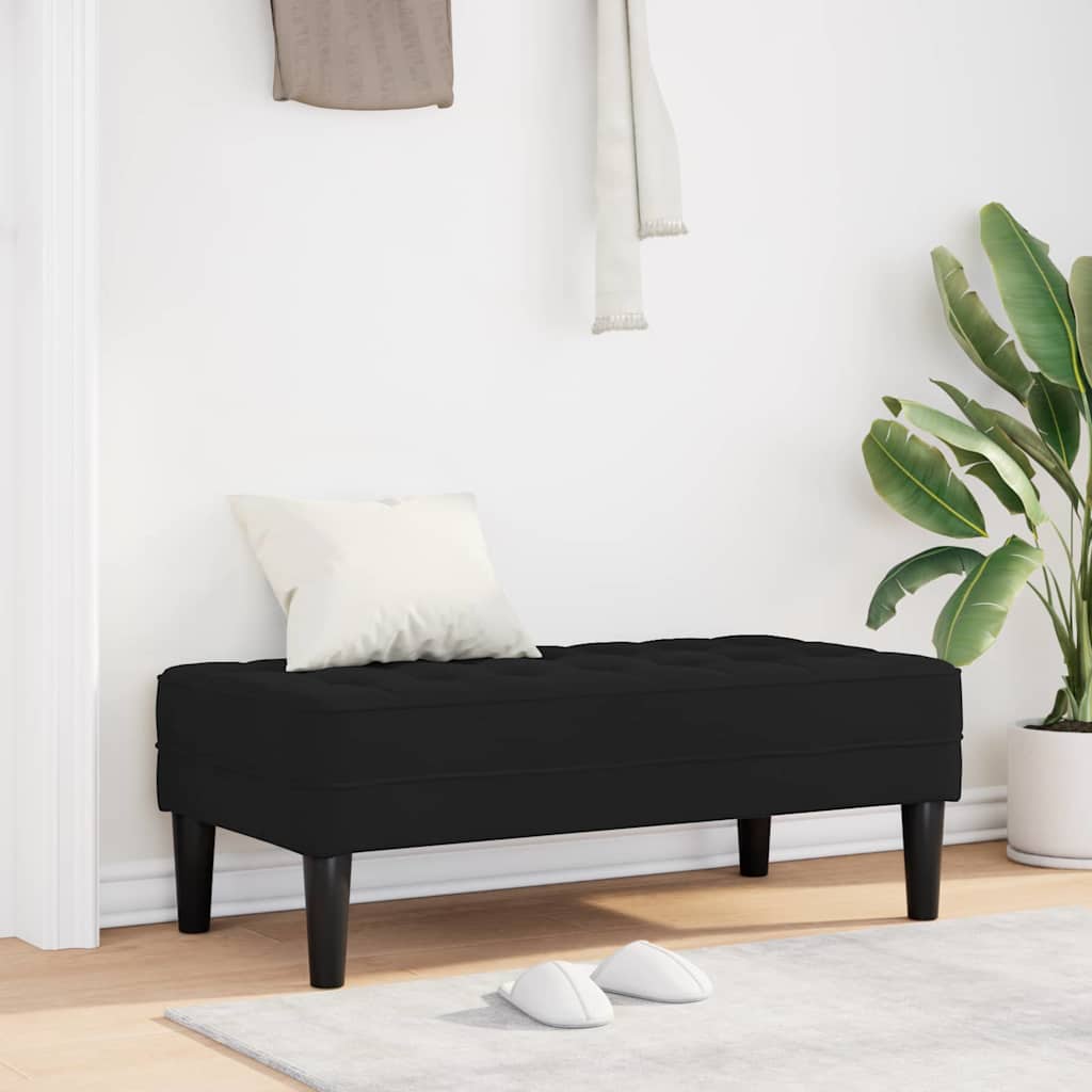Black Velvet Ottoman Bench with Cushion 113 X 57 X 39 Cm