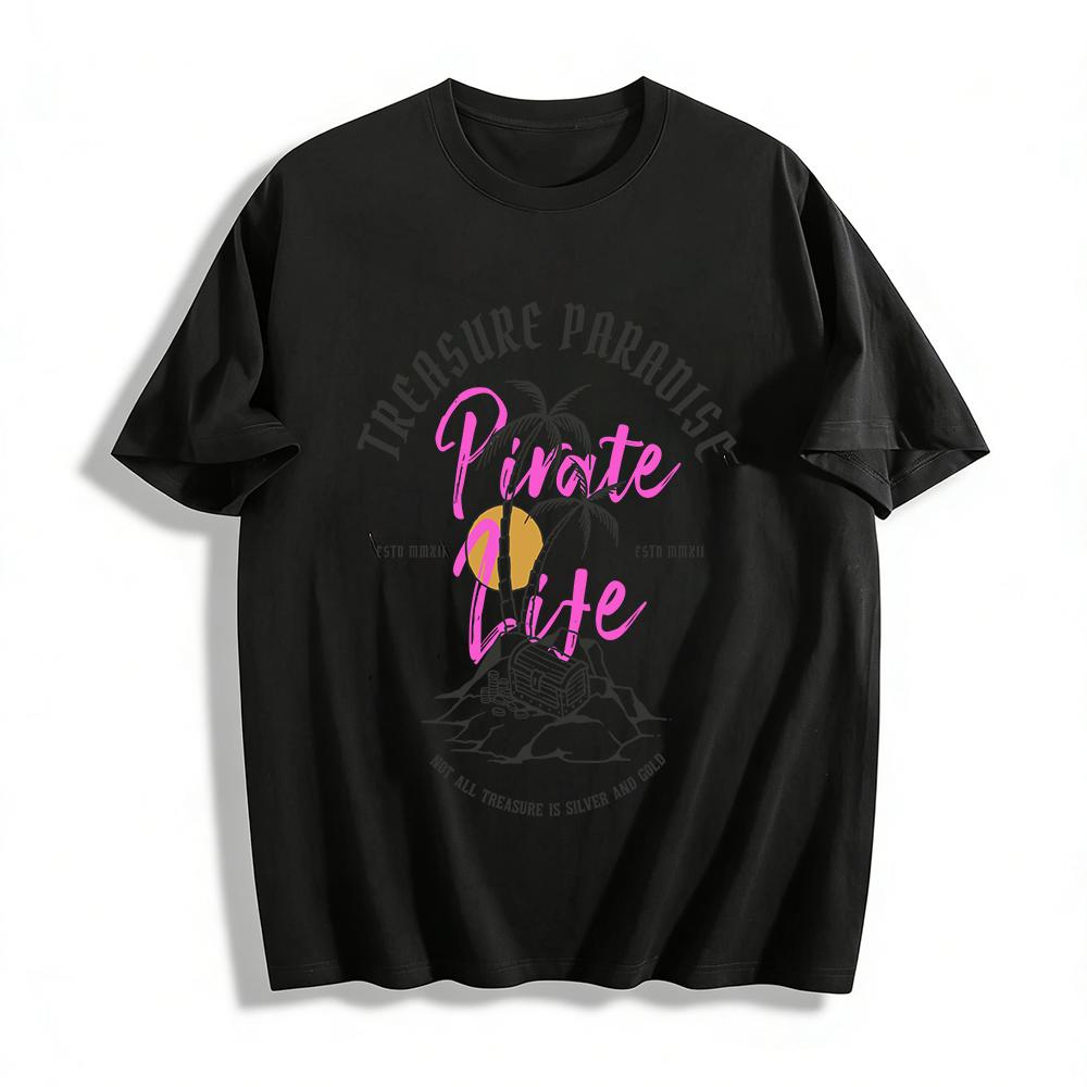 Treasure Paradise Pirate Life Print Casual Vintage Island T-Shirt Pure cotton T-shirt XXS