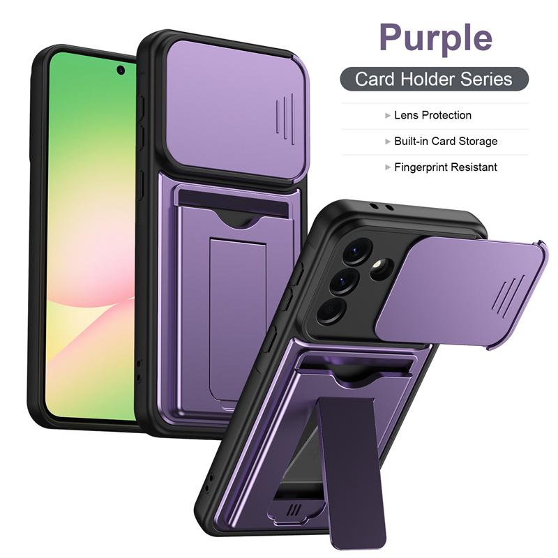 Lens Protection Kickstand Case For Samsung Galaxy A57 A37 A27 A17 5G A56 A36 A26 Protective Cover Card Slot Wallet Capa Fundas