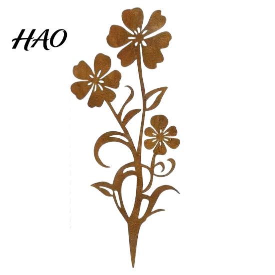 Rustic Home And Garden Gifts Flower Stakes, 12.6x30cm Metal Yard Art Cutout, Farmhouse Rust Artistic Plant Stakes Finish Outdoor Decor for Pathway