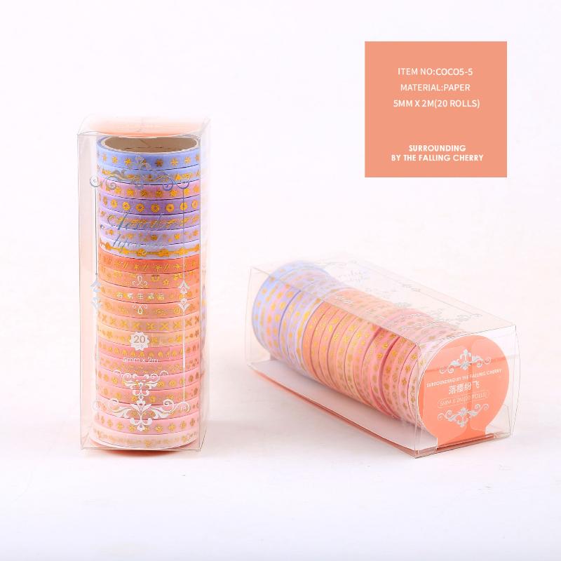 

20Pcs Washi Tape Set Gold Foil Decorative Adhesive Tape For Scrapbooking Ribbons Diary Decoration Kawaii Stationery Masking Tape