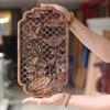 Chinese Traditional Artware Wooden Carving Wall Hanging Piece Background Wall, Solid Wood Hollow Carving Plum, Bamboo Decor