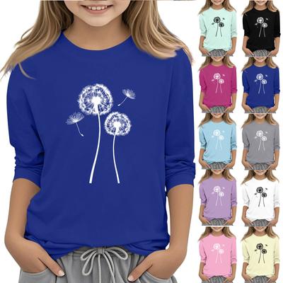 Children's 7-point Sleeved Round Neck Top Print Fashion Casual T-shirt