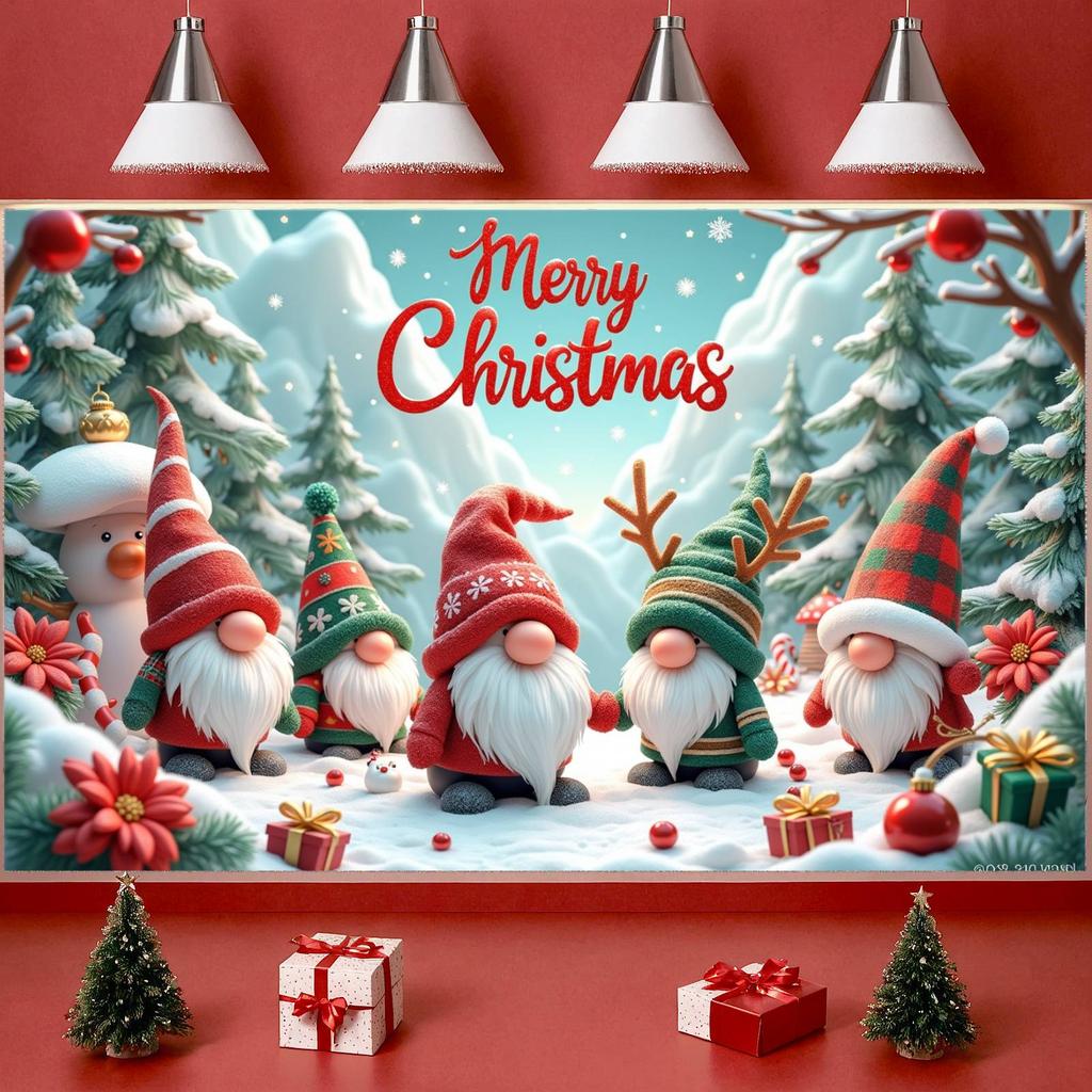 Winter Banner Gnome Design Christmas Party Banner Christmas Banner Snowflake Decor Christmas Backdrop For Indoor Event Home