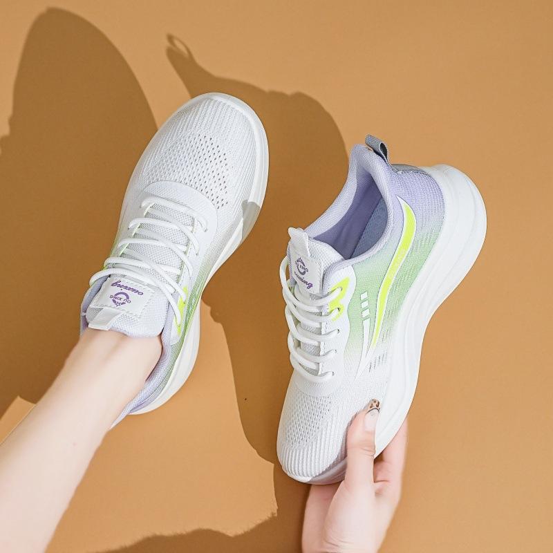 Women's Gradient Knit Sneakers Spring Lightweight Platform Athletic Shoes for Students,Breathable Casual Running Shoes