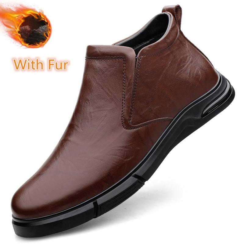 

Модные мужские повседневные туфли из натуральной кожи с высоким верхом, удобные мужские мотоциклетные ботинки, мужские зимние плюшевые ботинки для снега, мужские кроссовки с боковой молнией 44