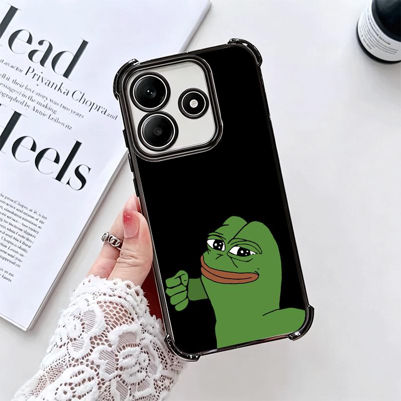 Funny Sad Forg P-Pepe Meme Plating Phone Case For Xiaomi Redmi Note 14 15 Pro Plus 13 12 11 11S 11T 10 9S 9 5G Anti-Fall Airabag