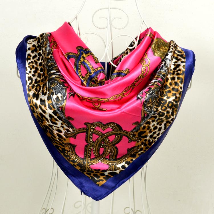 [BYSIFA] Coffee Women Silk Scarf Shawl Winter Elegant Brand Floral Large Square Scarves Wraps Fashion Muslim Head Scarf Blue,Red