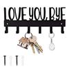 Key Holder, Love You Bye Entryway Metal Key Hooks with 6 Hooks, Wall Mounted Decorative Key Rack for Front Door, Hallway & Home Organization