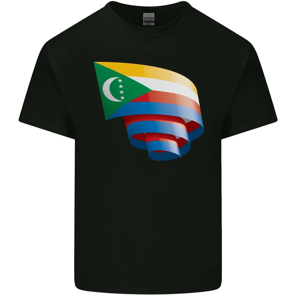 Curled Comoros Flag Comorian Day Football Kids T-Shirt Childrens