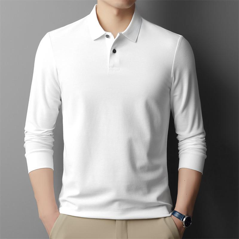 Spring and Autumn New Style Men's Young and Middle-aged Lapel Comfortable, Breathable and Trendy Long-sleeved Cotton T-shirt POLO Shirt