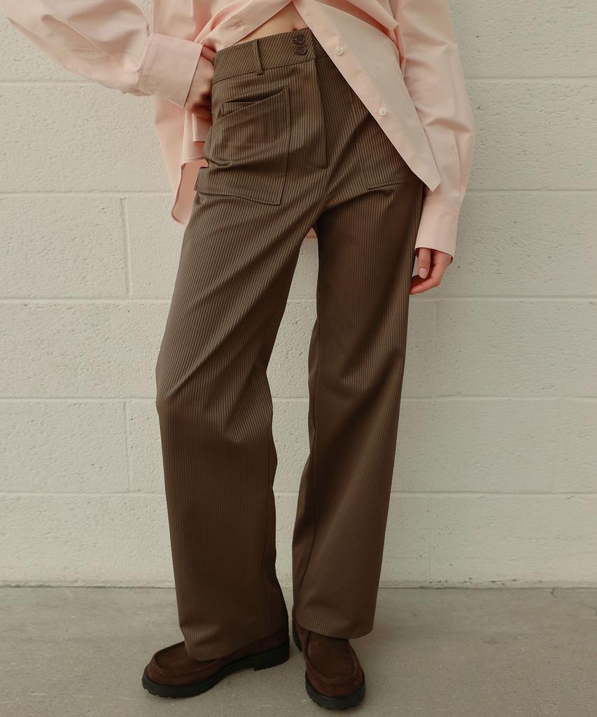 Auro Stripe Pocket Pants [ Brown ]